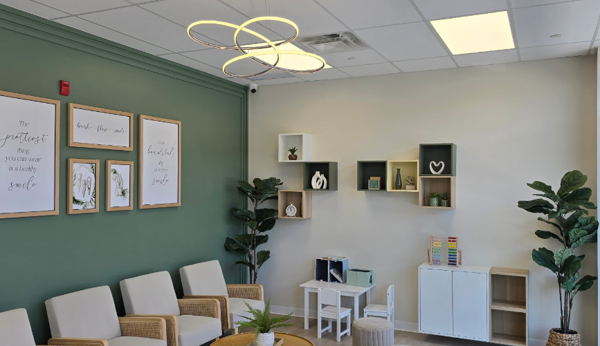 The warm and welcoming SmileHaven reception and waiting area